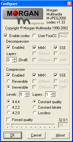 Morgan Multimedia MJPEG2000 Codec Screenshot
